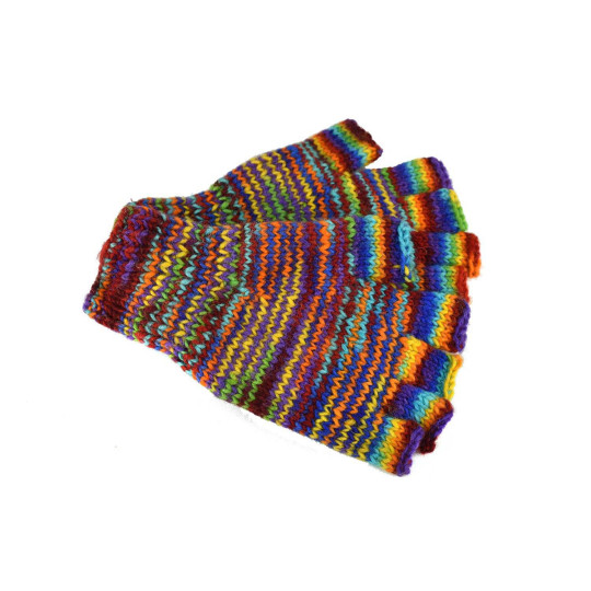 Mitaines Gundu Laine Tricotée Multicolore Point ZigZag