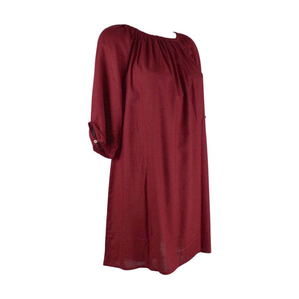 Robe Courte Marda Fluide Unie Bordeaux