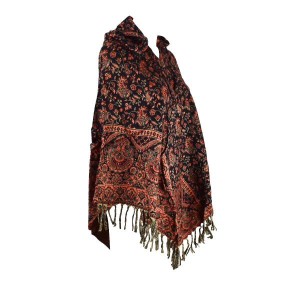 Poncho Court Katura Paisley Noir