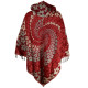 Poncho Femme Melan Ton Rouge et Beige