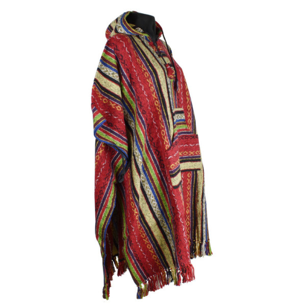 Poncho Homme Katra Coton Peigné Rouge