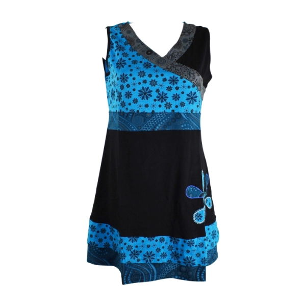 Robe Courte Jamti Imprimé Graphique Bleu