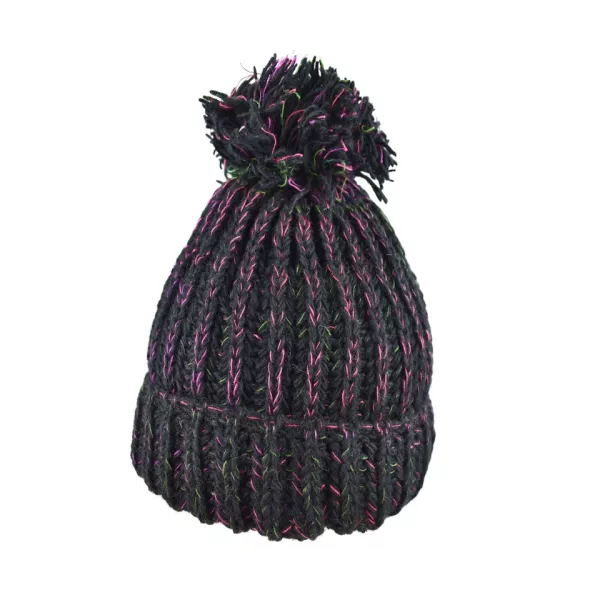 Bonnet Femme Matra Tricot Laine Pompon Noir