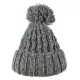 Bonnet Muna Tricot Laine Pompon Gris Foncé