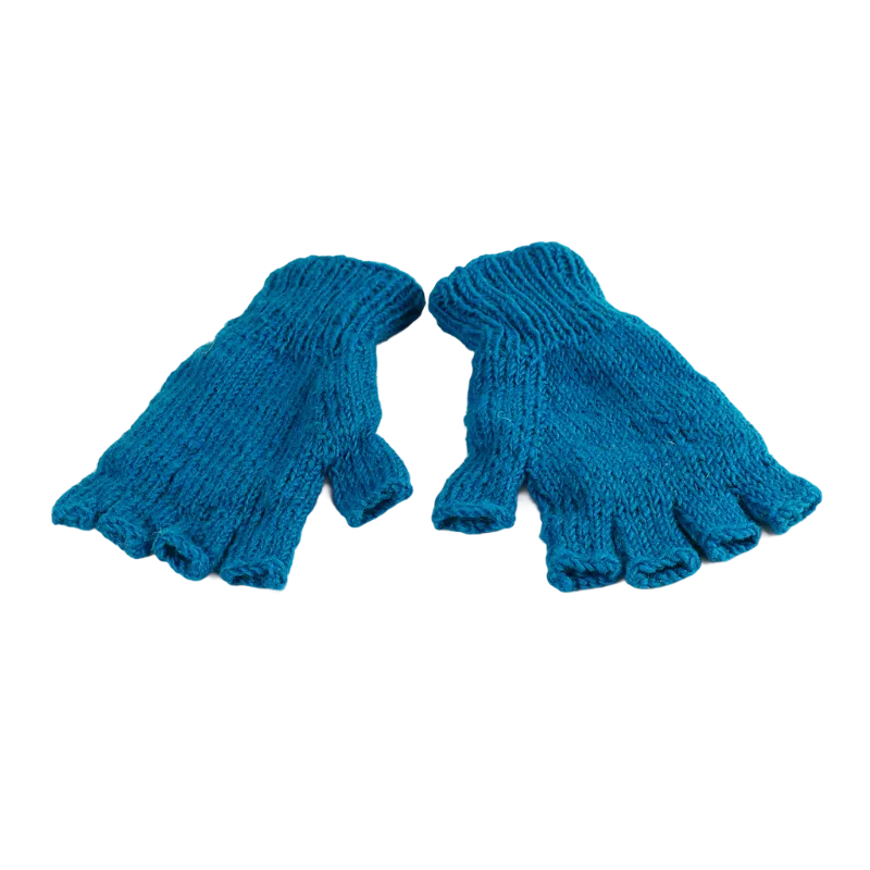 Mitaines Gundu Tricot Laine Turquoise