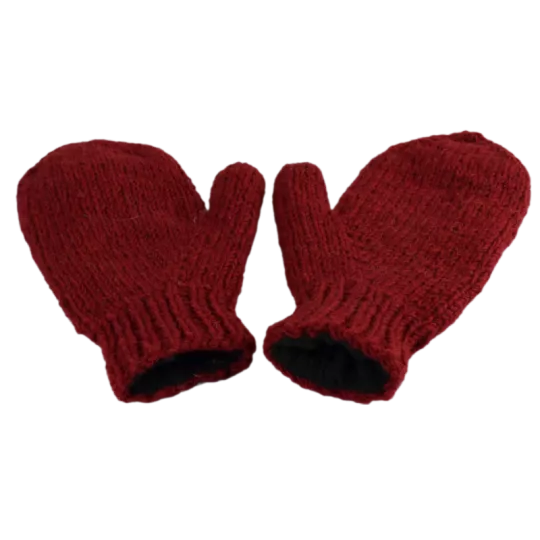 Moufles Lajo Tricot Laine Fourré Polaire Bordeaux