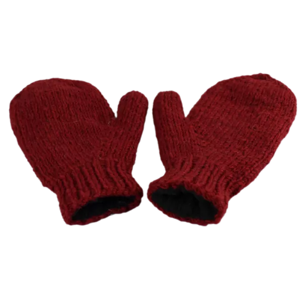 Moufles Lajo Tricot Laine Fourré Polaire Bordeaux