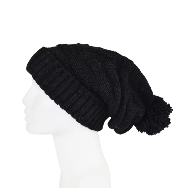 Bonnet Long Balma Noir avec Pompon