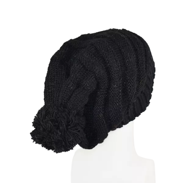 Bonnet Long Balma Noir avec Pompon