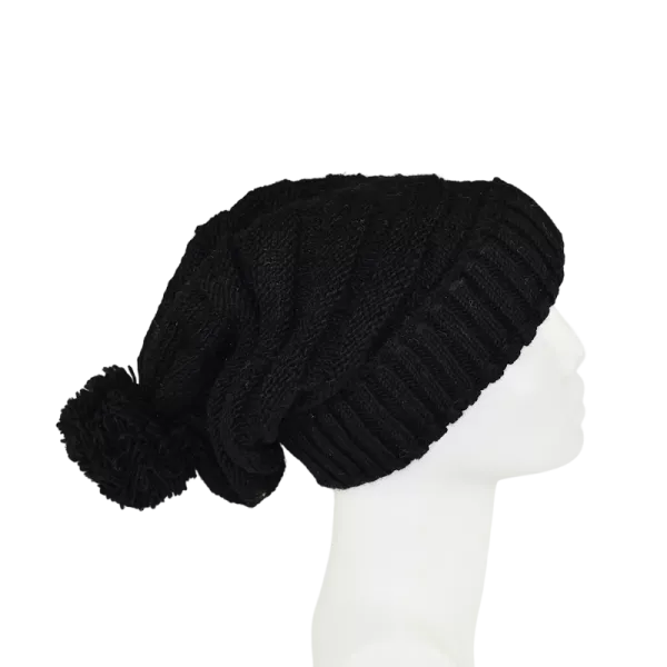 Bonnet Long Balma Noir avec Pompon