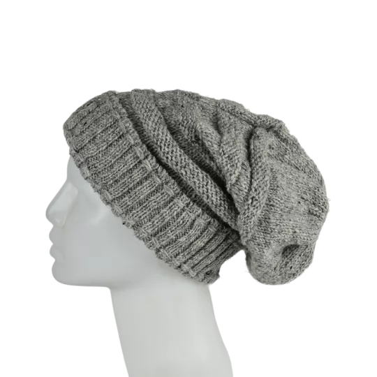 Bonnet Long Nalma Laine et Polaire Gris Clair