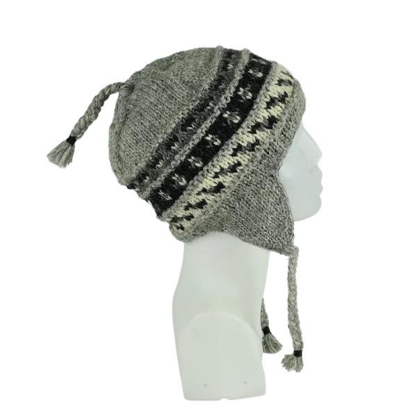 Bonnet Péruvien Pokali Tricot Gris Clair