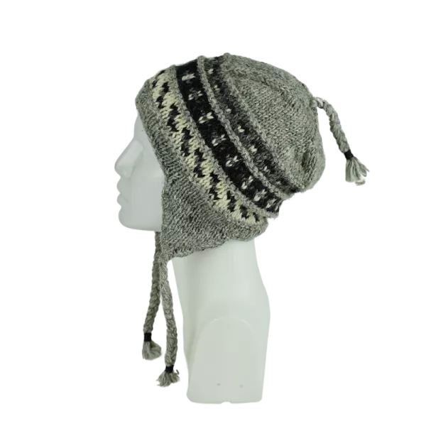 Bonnet Péruvien Pokali Tricot Gris Clair