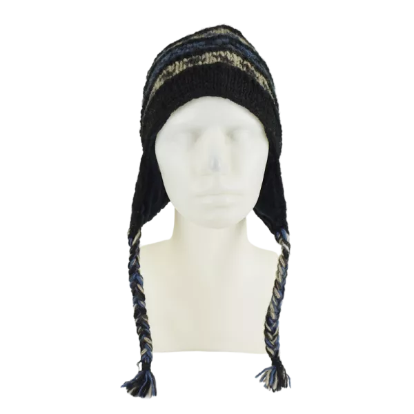 Bonnet Péruvien Pokali Tricot laine Noir