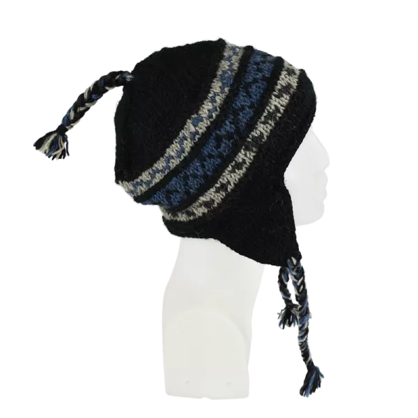 Bonnet Péruvien Pokali Tricot laine Noir