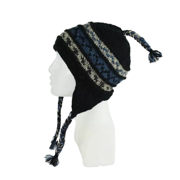 Bonnet Péruvien Pokali Tricot laine Noir