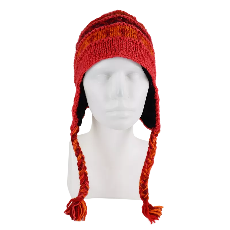 Bonnet Péruvien Sunam Tricot laine Corail