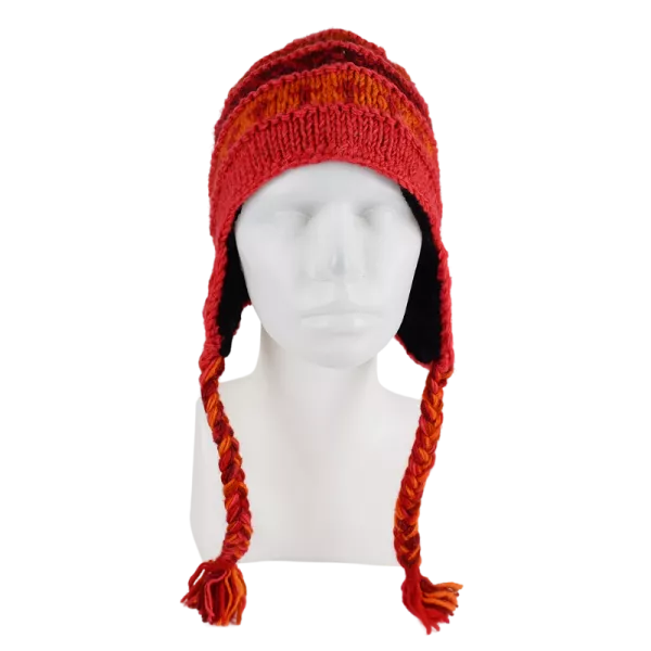 Bonnet Péruvien Sunam Tricot laine Corail