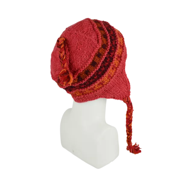 Bonnet Péruvien Sunam Tricot laine Corail