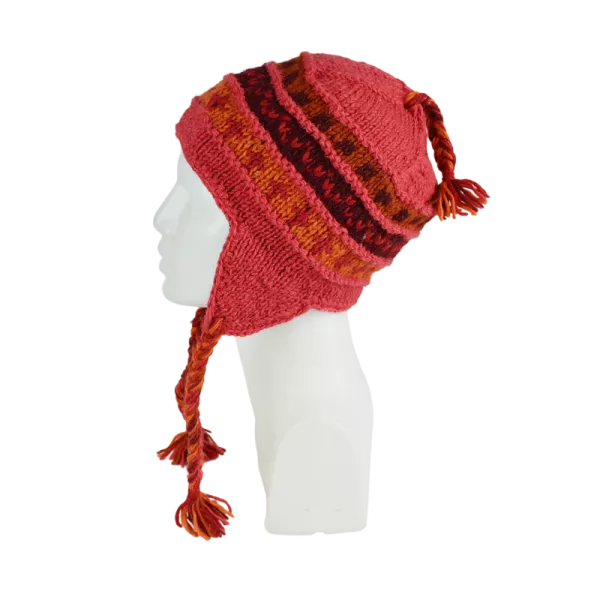 Bonnet Péruvien Sunam Tricot laine Corail