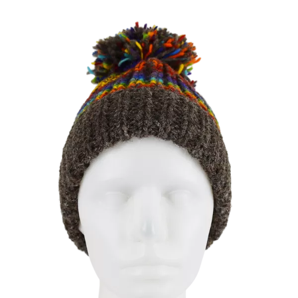 Bonnet Tricot Laine Pompon-D