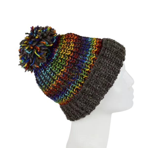 Bonnet Tricot Laine Pompon-D