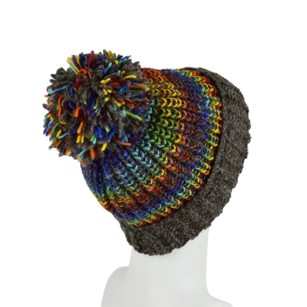 Bonnet Tricot Laine Pompon-D