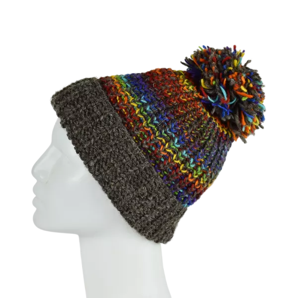 Bonnet Tricot Laine Pompon-D