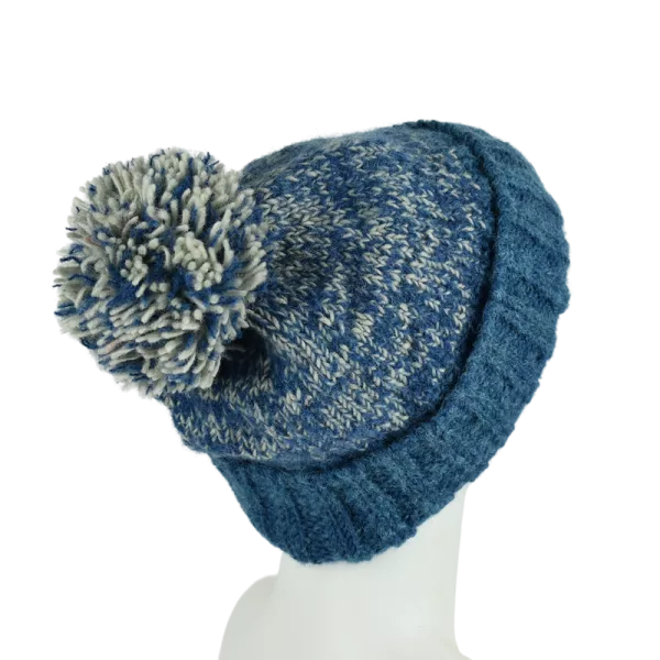 Bonnet Chiné Tricot Laine Pompon-E