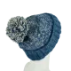 Bonnet Chiné Tricot Laine Pompon-E