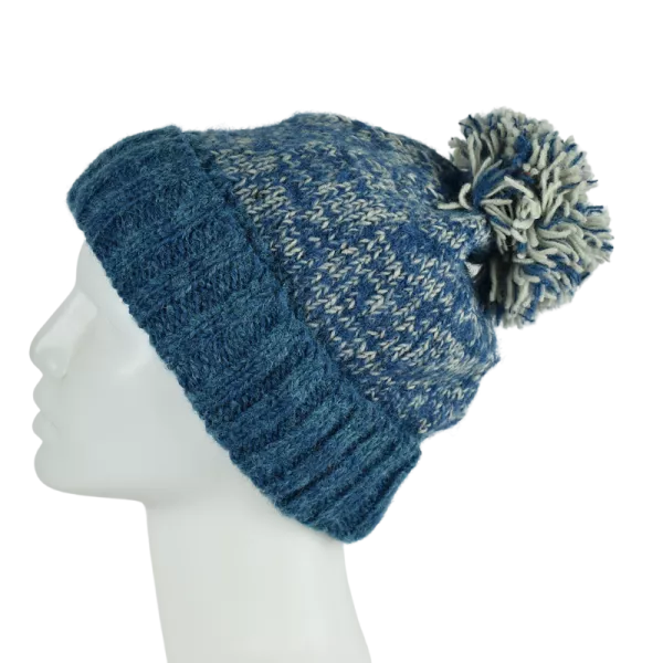 Bonnet Chiné Tricot Laine Pompon-E