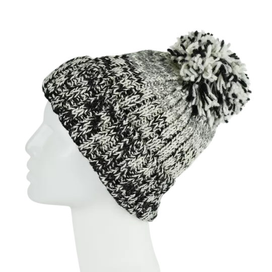 Bonnet Tricot Laine Pompon-F