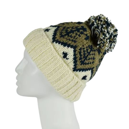 Bonnet Femme Tricot Laine Pompon -J