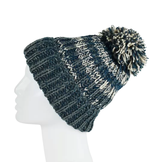 Bonnet Homme Tricot Laine Pompon -P