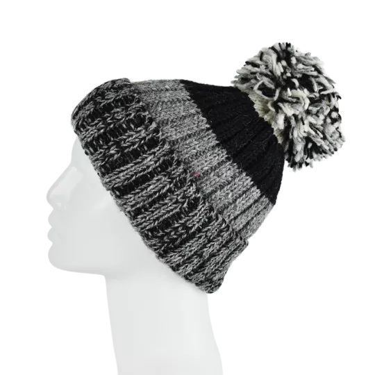 Bonnet Deux TonsTricot Laine Pompon -Q