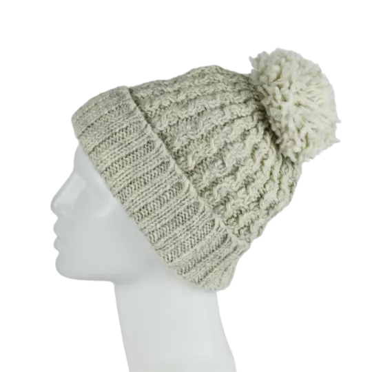 Bonnet Femme Tricot Laine et Pompon -T