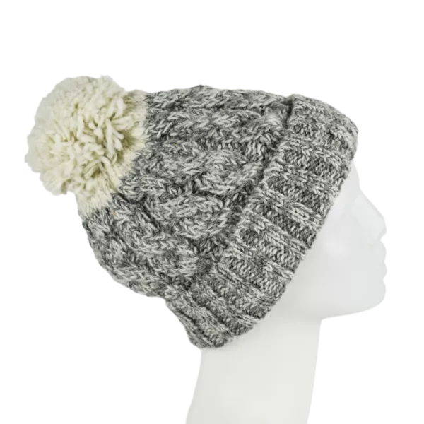 Bonnet Chiné Gris en Tricot Laine -V