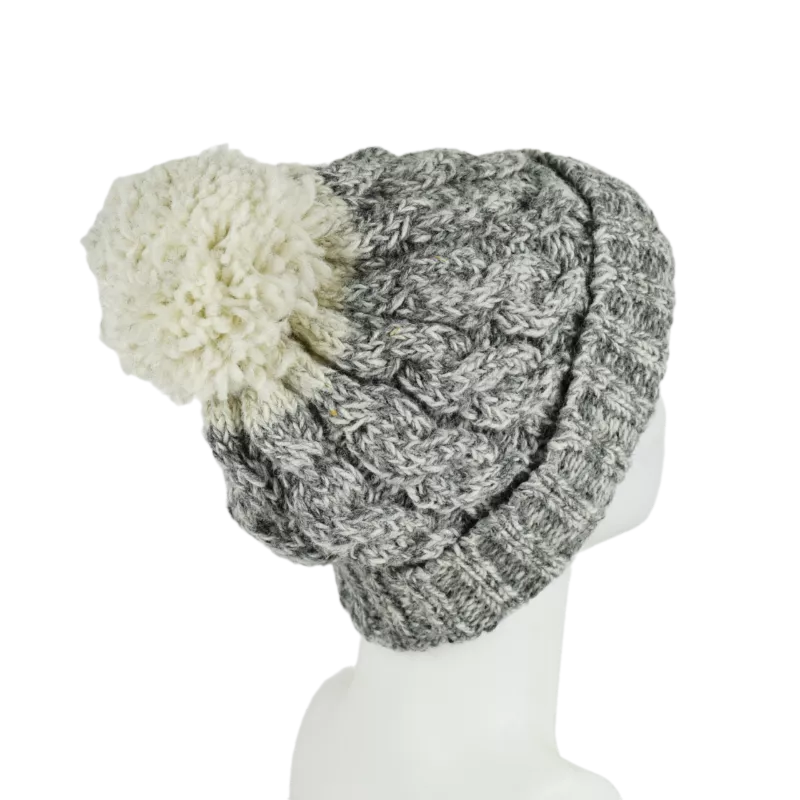 Bonnet Chiné Gris en Tricot Laine -V