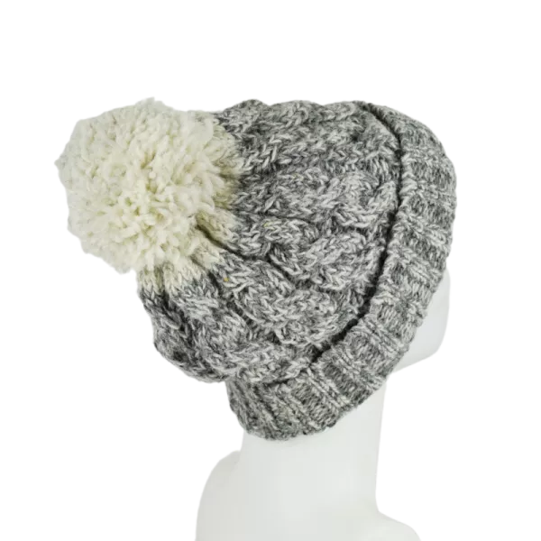 Bonnet Chiné Gris en Tricot Laine -V