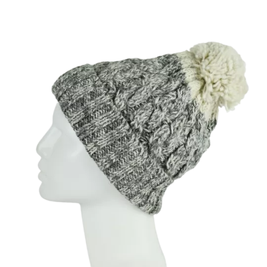 Bonnet Chiné Gris en Tricot Laine -V