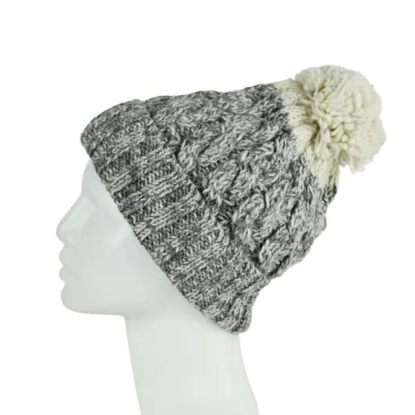 Bonnet Chiné Gris en Tricot Laine -V